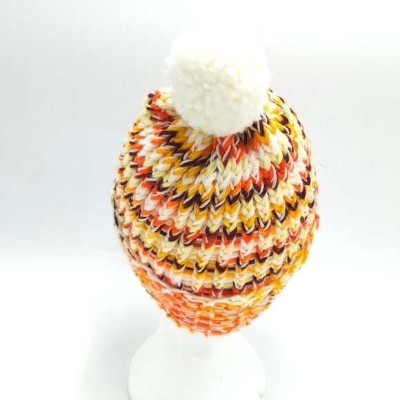 Handmade Loom Knit Fingerless Gloves Beanie Hat Toque Pompom Size Small Autumn - Picture 6 of 16